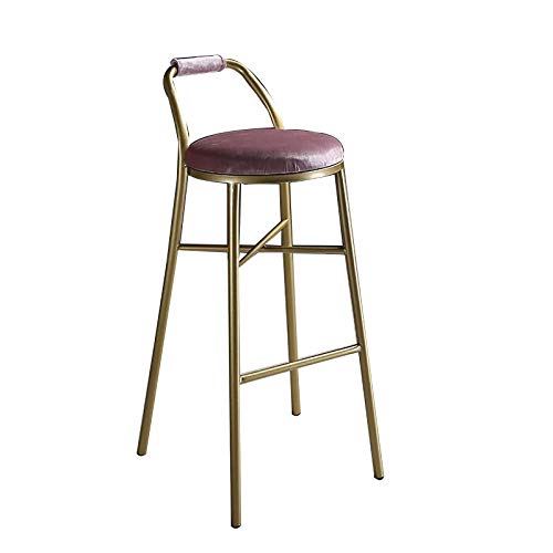 XINGLEI Sgabelli da Bar, sgabelli Alti, sedie da Bar Moderne, con Semplice Supporto per Schienale in Ferro, sgabelli Alti Imbottiti per bancone della Cucina (Color : Pink1)