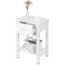 Comodino per Camera da Letto, Tavolino d'Appoggio con Cassetto in Legno Comodini da Notte Organizzatore da Letto, Bianco, 40.2x30.2x60.5 cm