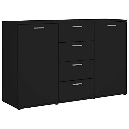 Lasamot Credenza Mobile Laterale Armadio da Cucina Costumista Mobilia Armadio Multiuso Mobiletto del Bagno Truciolare Nero Lucido 120 × 35,5 × 75 cm