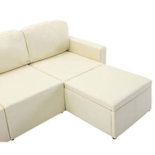 vidaXL Divano Letto Modulare a 3 Posti Divano Componibile per Tre Persone Divanetto Poltrone Arredo per Salotto Arredamento Crema in Similpelle