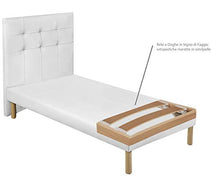SARDAMATERASSI Letto singolo senza contenitore in similpelle bianco, elegante + rete a doghe in legno di faggio + materasso memory 22 cm sfoderabile + guanciale in fibra 3D