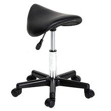 ZXYDD - Sgabello a sella con piedini piatti, girevole, regolabile, girevole, con sollevamento a gas, per parrucchieri, manicure, estetica, massaggi, spa, salone, sgabello nero