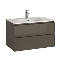 ALLIBERT - Set di mobili da bagno premontati, funzione Softclose, mobiletto a specchio, 80 cm, colore: Grigio