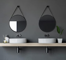 Specchio rotondo di design Talos Black Style, diametro 50 cm, telaio in alluminio di alta qualità