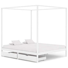 SKM Giroletto con Baldacchino 2 Cassetti Bianco in Pino 160x200 cm