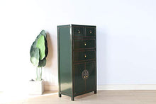 Yajutang - Cassettiera cinese con 4 cassetti, 2 ante, colore: Verde abete