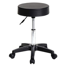ZXYDD - Sgabello girevole su ruote, regolabile, seduta imbottita rivestita in pelle sintetica, sgabello rotondo per massaggi, colore: nero