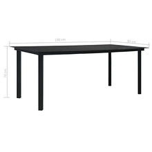 Qnotici Tavolo da Pranzo da Giardino con Struttura in Acciaio Verniciato a Polvere, Pratico Tavolo da Pranzo da Esterno in Stile Moderno 190 x 90 x 74 cm (Lunghezza x Larghezza x Altezza) -Nero