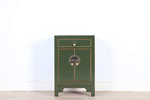 Yajutang Cassettiera cinese comodino in legno massello verde oliva