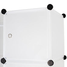 Armadio a Cubi - in Plastica, 145/180/37 cm, con 16 Scomparti Chiusi e 2 Aperti, 2 Aste Appendiabiti, Nero con Motivo e Bianco - Armadio Portatile, Armadietto Guardaroba, Ripostiglio