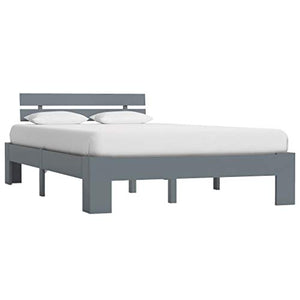 BIGTO - Struttura per letto in legno di pino massiccio, per camera da letto, stile C, colore: grigio, 140 x 200 cm