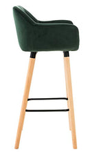 CLP Coppia di Sgabelli Bar Grant in Velluto Sfoderabile I Set 2 Sedie Alte Cucina in Legno con Cuscino Removibile, Colore:Verde