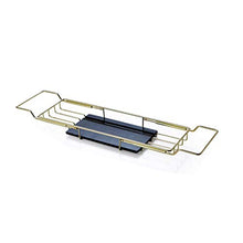 CAI-1 Portaoggetti da Bagno Porta Vasca in Metallo, Retrattile con Porta Bicchiere da Vino e Supporto per iPad/Porta Libri Portaoggetti da Bagno, Adatto per la Maggior Parte delle vasche da Bagno