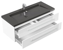 Set da bagno Damo 130 2 parti incl. granito India Black 1 foro in bianco lucido