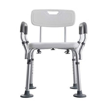 Sfeomi Sgabello per Doccia Portatile Sedile da Bagno in Alluminio con Schienale e Braccioli Panca da Doccia Regolabile da 5 Altezza Sedia con Telaio Largo Piedini in Gomma Antiscivolo Carico Max 100kg