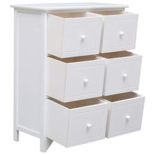 SKM Armadietto con 6 Cassetti Bianco 60x30x75cm Legno di Paulownia (13.1kg)