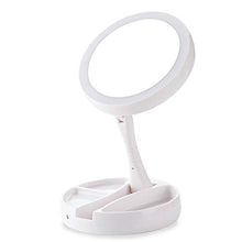 MMWYC Specchio cosmetico a LED a Doppia Faccia Illuminato a Specchio a Specchio Illuminato Portatile con Specchio dimmerabile (Bianco)