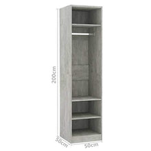 FAMIROSA Armadio Grigio Cemento 50x50x200 cm in Truciolato