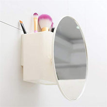 SACKDERTY Specchio per Il Trucco Rotondo, Specchio da Bagno con Scatola portaoggetti, Specchio per Il Trucco per Bagno, Camera da Letto, Soggiorno e dormitorio