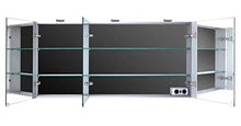 Generisch Terra - Armadietto a specchio in alluminio, con luce a LED, pannello posteriore in vetro nero, 1200 x 700 x 155 mm