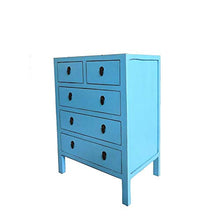 ETNIC ART Etnicart - Cassettiera celeste con 6 cassetti-70x96x47-Mobile in legno per ingresso soggiorno cucina bagno e camera