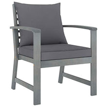 Tidyard Set 5pz da Pranzo da Giardino con Cuscini, Tavolo Sedie da Giardino, Set Mobili da Giardino in Legno massello di Acacia,Set Tavolo e Sedie da Esterno,Colore Cuscino Grigio Scuro