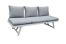 Divano 3 POSTI TRASFORMABILE in Lettino Struttura in TEXTILENE con Cuscini Grigio + TAVOLINO in Alluminio Bianco