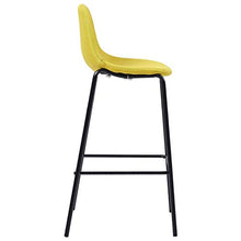 Tidyard Set 5 pz da Bar Design Moderno Alto in Tessuto Marrone/Giallo e Acciaio,Set Tavolo Rotondo e 4 Sedie da Bar Alti in Tessuto,Set Tavolo e Sedie da Cucina Design Moderno in Tessuto