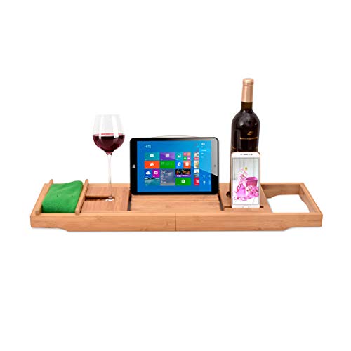 Supporto per Vasca, Scalabile Installazione Senza Antiscivolo Telefono Collocato Tablet iPad Rack Cremagliera del Vino, più Adatto per Vasca da Bagno Hotel A Casa, 75-109cm Scalabile