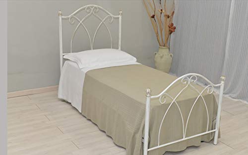 Letto Singolo in Ferro BATTUTO, Modello Denise, Vari Colori (Nero, Sfumature Oro)