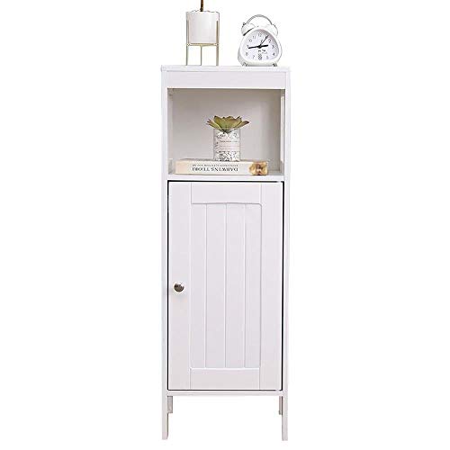 Etnicart - Mobiletto Bagno Salvaspazio Ingresso Soggiorno Camera Legno Bianco Mdf 30x30x89 Armadietto Multiuso Arredo Bagno 2 Ripiani ed 1 Sportello Ufficio Contenitore antimuffa-