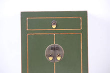 Yajutang Cassettiera cinese comodino in legno massello verde oliva