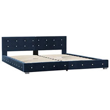 vidaXL Letto con Materasso Imbottito Trapuntato Classico Elegante Giroletto in Velluto 180x200 cm Telaio Ferro Verniciato e MDF Gambe Acciaio Blu