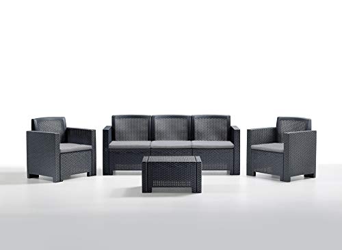Bica 9028.4 Set Alabama 3 Salottini 120x70x70 cm, Antracite, 338x155x79 cm
