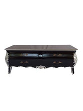Rokoko - Cassettiera in stile antico Louises, stile barocco, colore: nero con argento n. 26, larghezza 125 cm