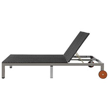 FAMIROSA Lettino Prendisole Doppio con Ruote in Polyrattan Nero