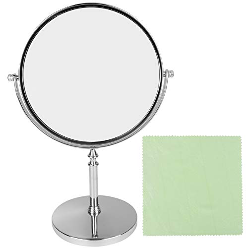 Cabilock 8 Pollici da Tavolo Specchio per Il Trucco Doppio Lato Ingrandimento Specchio Cosmetico Scrivania in Piedi Specchio Cosmetico per La Casa Camera da Letto Bagno Contatore Sllver