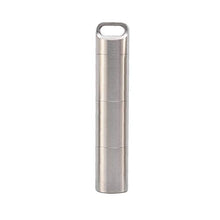 Portatile pillola quotidiana Caso 3 scomparti in acciaio inossidabile pillola impermeabile Box Dispenser pillola tasca del contenitore della pillola di Keychain Fob M Argento 1PC