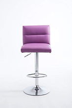 CLP Sgabello Bar Limerick In Similpelle I Sedia Cucina Girevole 360° Regolabile 84-105 CM I Sgabello Imbottito In Metallo, Colore:viola, Colore del telaio:cromo