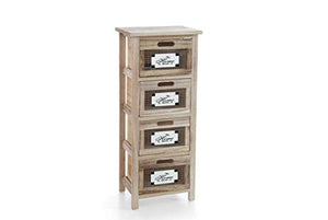 GICOS IMPORT EXPORT SRL Mobile cassettiera in legno colore naturale 4 cassetti retinati decoro HOME 34 * 25 * 78 cm shabby chic EDT-809392