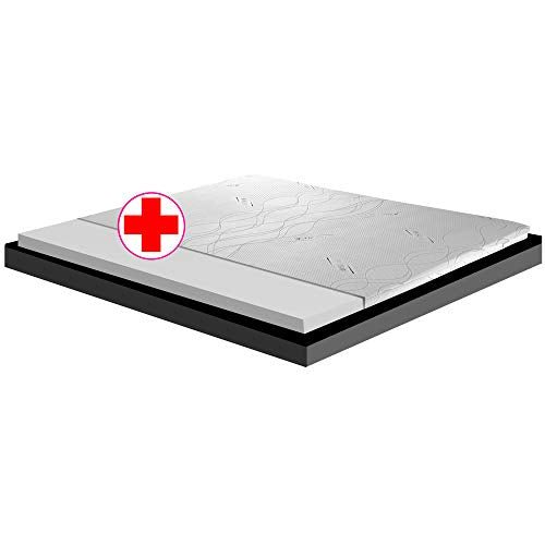 GEEMMA s.r.l. Topper singolo materasso, sovra materasso MOLTO RIGIDO, correttore ortopedico materasso CAUCCIU FOAM H6 cm, tessuto anallergico sfoderabile, 4 lati in ARGENTO - ORTOPEDIC 80x200