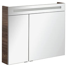 Fackelmann – Set di mobili da bagno B. Clever 2 pezzi 90 cm marrone con mobiletto da bagno con lavabo in marmo e armadietto a specchio LED