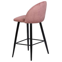 NIMARA Alice - Set di 2 sgabelli da bar in velluto con schienale, adatti a bar e banconi, per sala da pranzo e cucina, tessuto in velluto di colore grigio, blu, rosa (65)