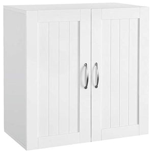 Yaheetech Armadietto Bagno Sospeso da Parete Armadio Mobiletto Salvaspazio Bianco con 2 Ante e Ripiano Regolabile 60 x 30 x 60 cm Mobile da Cucina Camera da Letto Lavatrice