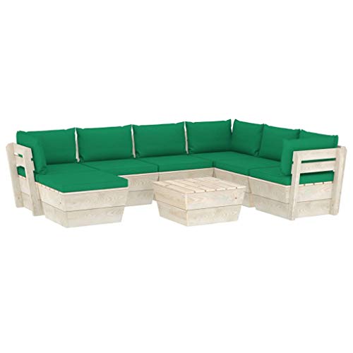 FAMIROSA Set Divani da Giardino su Pallet 8 pz con Cuscini Legno Abete-3641