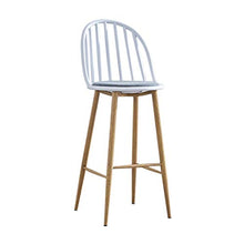 HXCD Sedie da banco da Cucina per Colazione, Sgabello Alto con Schienale, Sgabello da Bar Blu Grigio con poggiapiedi, Struttura in Metallo, Cuscino in Tessuto, Altezza Seduta: 67 cm / 79 cm