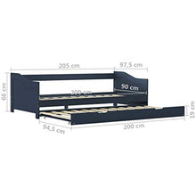 BIGTO - Divano letto estraibile, in legno di pino massello, 90 x 200 cm, colore: Grigio