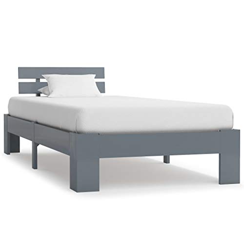 BIGTO - Struttura per letto in legno di pino massiccio, per camera da letto, stile C, colore: grigio, 100 x 200 cm