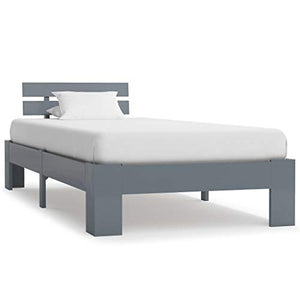 BIGTO - Struttura per letto in legno di pino massiccio, per camera da letto, stile C, colore: grigio, 100 x 200 cm