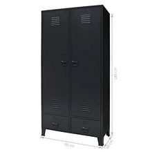 Pissente - Armadietto da ufficio in metallo, stile industriale, resistente, per armadio, armadio, facile da montare, 90 x 40 x 180 cm (L x P x A) nero